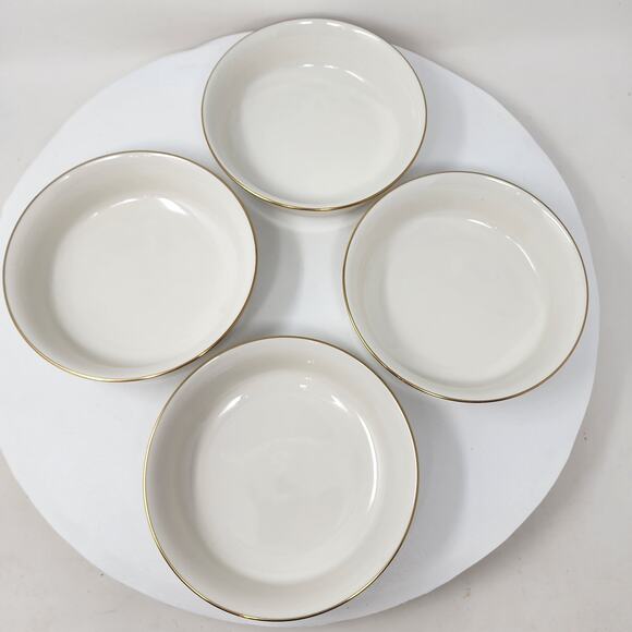 4 Noritake Golden Cove Bowls Fine China 7719 Made in Japan Cream Grey Gold Rim